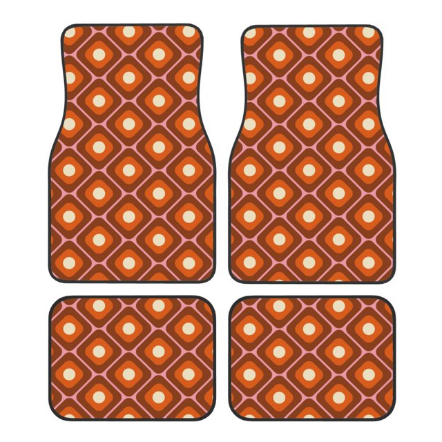 Balery 60s and 70s Aesthetic Juego de 4 Alfombrillas para Auto, Revestimientos de Caucho Resistente, Diseño Antideslizante