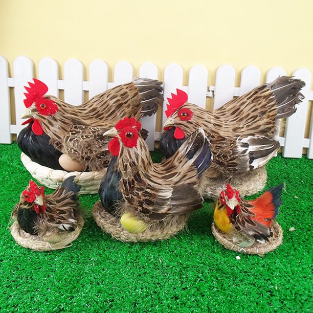Capas de eclosión artificiales, artesanía de plumas reales, accesorios de decoración de supermercado, educación temprana para niños, adornos estáticos de gallina acostada