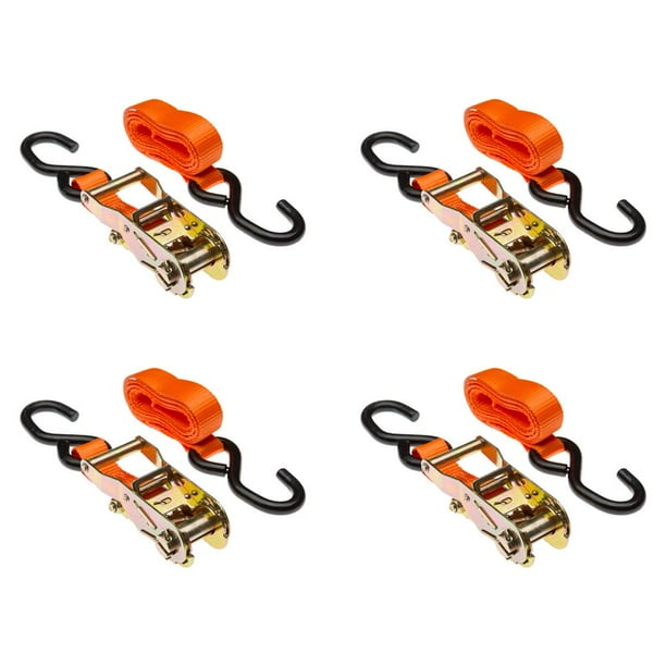 72" Orange Ratchet Cargo TieDown Straps (4Pack)