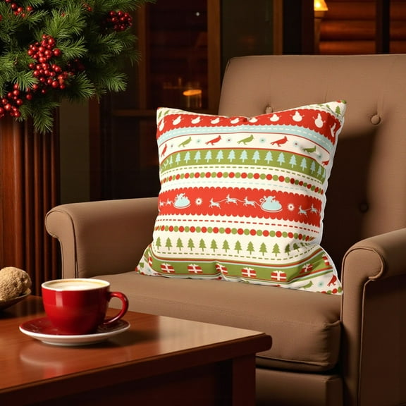 Santa's Sleigh Velvet Christmas Cushion Cover