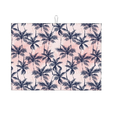 

Dish Drying Mats for Kitchen Counter - Tropics Palm Trees 18x24in Dish Drying Pad Coffee Mat with Hanging Loop Super Absorbent Kitchen Counter Mat Coffee Bar Accessories
