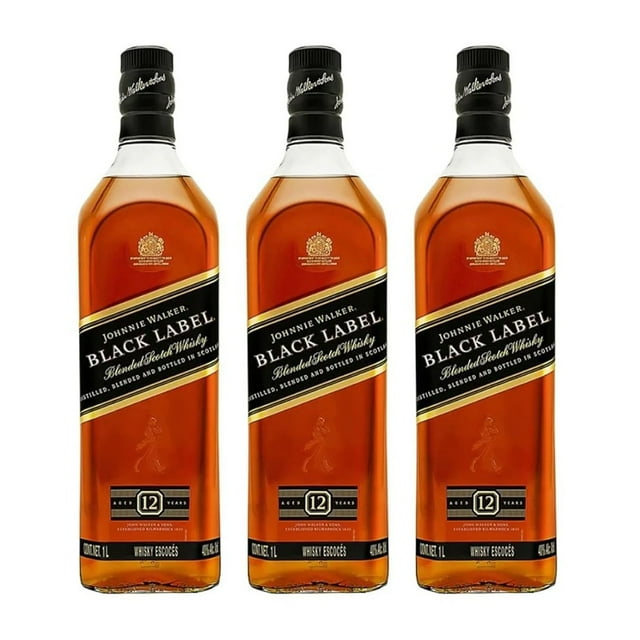 Paquete de 3 Whisky Johnnie Walker Blend Black Label 750 ml