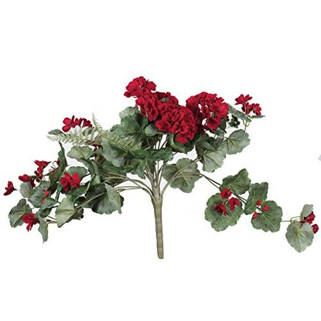 Vickerman 22" Artificial Red Geranium Hanging Bush