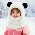 thumbnail image 5 of Bobifish Boys Winter Hat Warm Panda Ear Hooded Hat With Face Scarf Cold Weather Fluffy Windproof Hat, 5 of 9