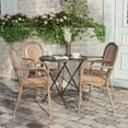 thumbnail image 3 of Flash Furniture Lourdes Indoor/Outdoor French Bistro Stack Chair with Arms Natural/White/Light, 3 of 16