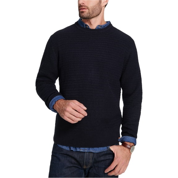 Weatherproof Mens Vintage Textured Pullover Sweater, Blue, Medium