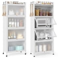 thumbnail image 1 of Costway 5-Tier Kitchen Baker's Rack Storage Cabinet Mobile Microwave Stand Flip-up Doors White, 1 of 10