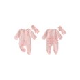 thumbnail image 2 of RUINIXCW Newborn Baby Girl Hospital Going Home Outfit Footed Romper Infant Girl Spring Fall Winter Clothes Zip Ruffle Long Sleeve Footie Jumpsuit Bow, 2 of 10