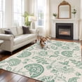 thumbnail image 3 of Retro Pastoral Washable Area Rug 5 x 8 ft Light Green Flowers Linen Background Farmhouse , Soft Non Slip Rugs Stain Repellent Indoor Felt Carpet for Living Dining Room Bedroom Home Office, 3 of 9