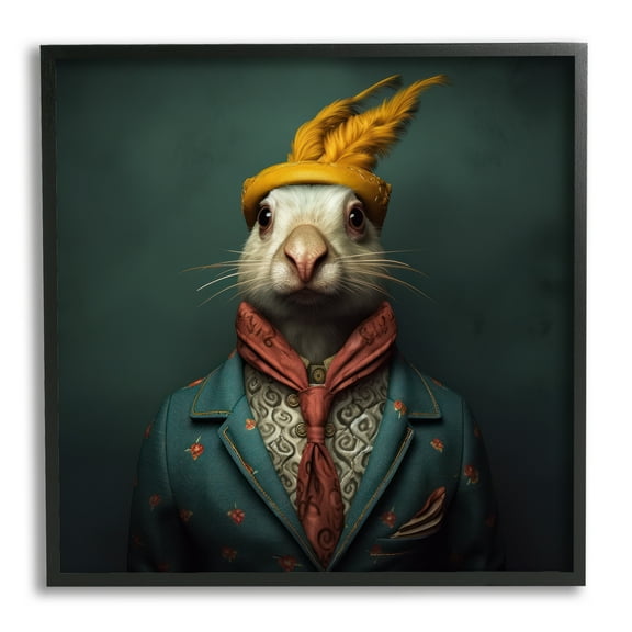 Stupell Industries Vintage Elegant Rabbit Animals & Insects Painting Black Framed Art Print Wall Art, 12 x 12