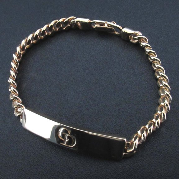 Pre-Owned Christian Dior Vintage Logo ID Bracelet GP Gold Color for Men and Women