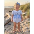 thumbnail image 3 of BemeyourBBs Newborn Baby Girls Summer Clothes Infant Baby Girl Sailboat Outfit Bubble Rompers Embroidery Stripe Doll Collar Short Sleeve Bodysuits Jumpsuits with Headband Set, 3 of 9