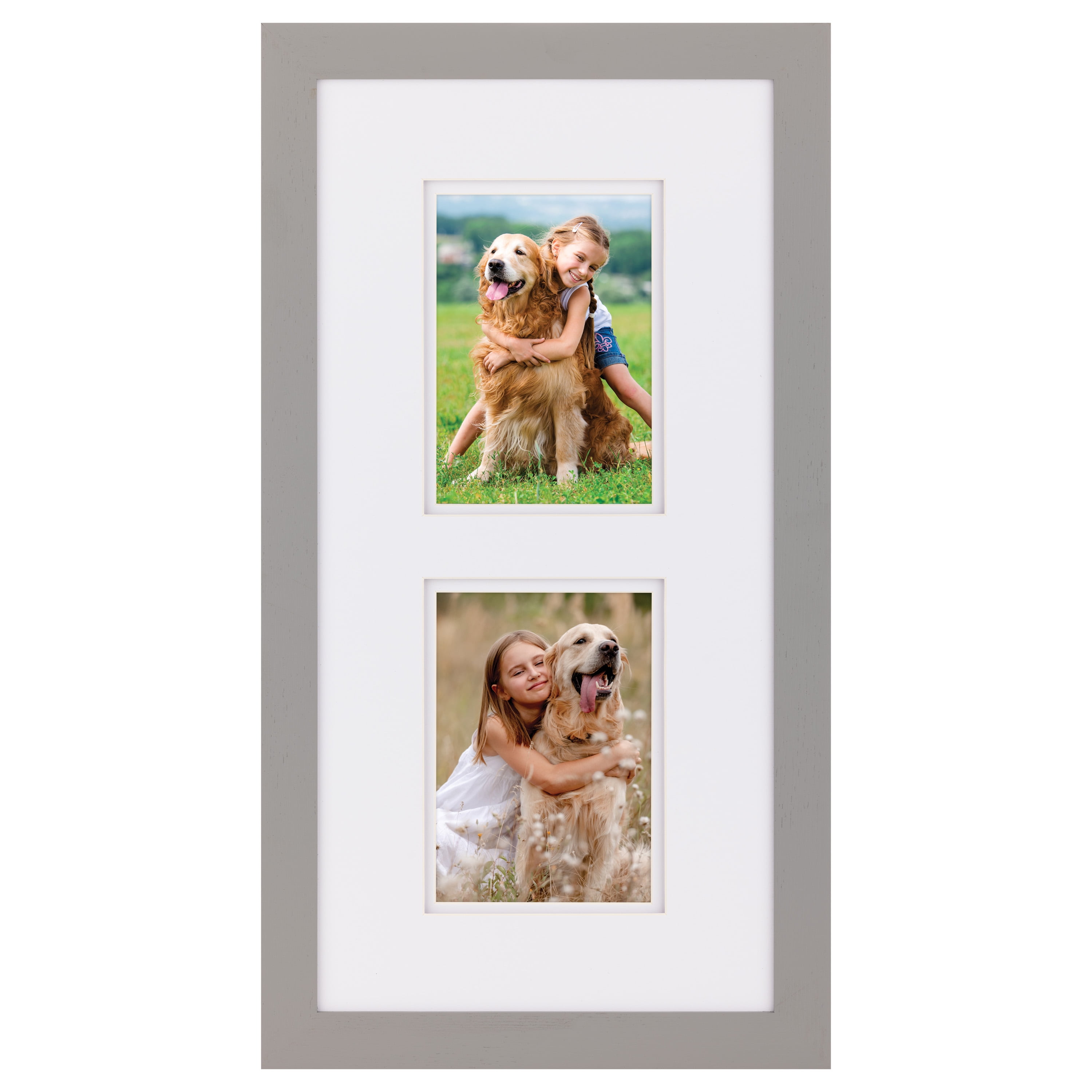 Gallery Solutions 10"x20" Wall Frame, Wall Mount Display for 5x7 Photos - Flat Gray