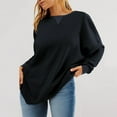 thumbnail image 6 of HOMOY Womens Oversized Sweatshirts Waffle Knit Crewneck Long Sleeve Pullover Sweater 2024 Casual Fall Shirt Tops Loose Lightweight Blouse Baggy Top Pullover Shirts Black M, 6 of 7