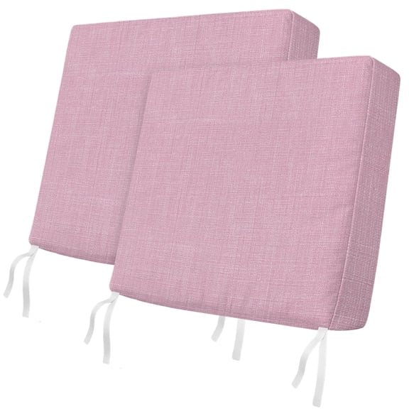 Outdoor Patio Cushion Covers 2 Pack Pink Linen Texture Chair Pads Slipcovers with Ties & Zipper Waterproof Farmhouse Solid Color Seat Cushion Covers for Outdoor Furniture Couch Sofa 24x24 Inch