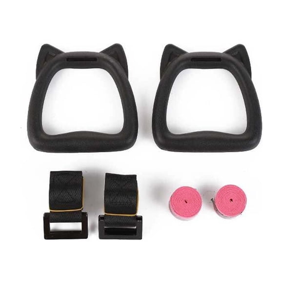 facefd Pack of 2 Children Gymnastic Rings with Straps Bedroom Strength Training Hanging Adjustable Anti-skid Pull up Ring Fitness 1m