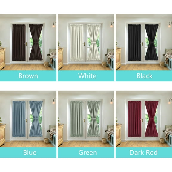 2 Panel French Door Curtains With Rod Pocket Tieback Indoor Sun Blocking Grommet Curtains Thermal Blackout Curtain for Window Kitchen Patio Doors 25 x 72 Inch