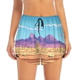 thumbnail image 4 of Lsque Pixel Desert Landscape Printed Women's Running Shorts with Liner Pockets,Elastic Quick Dry Workout Athletic Gym Yoga Shorts,Womens High Waist Shorts-XX-Large, 4 of 9