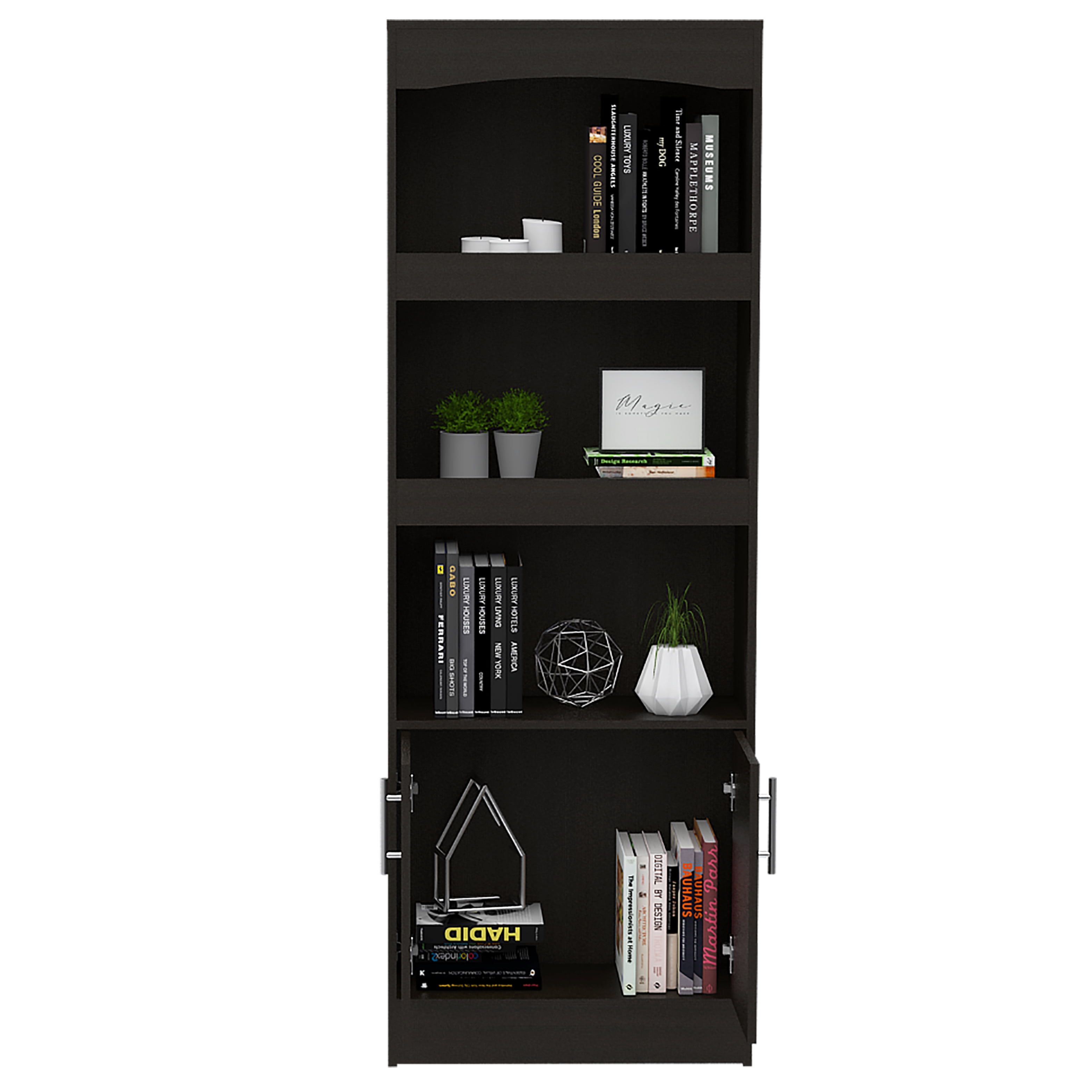 CoSoTower Bookcase Denver, Metal Hardware, Black Wengue Finish