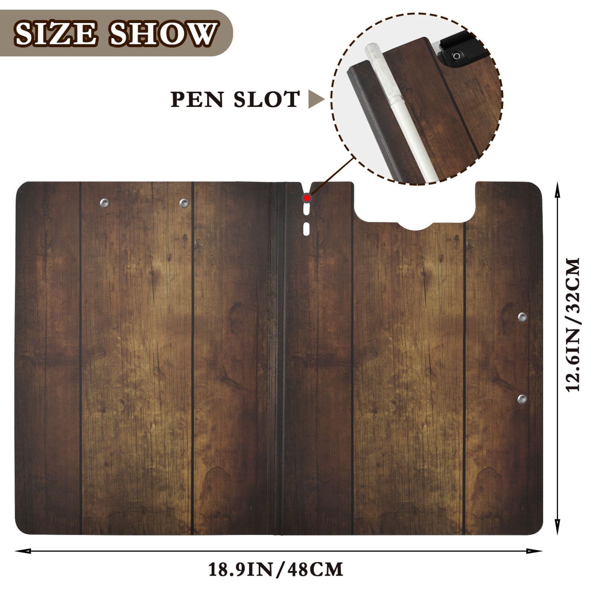 FORMRS A4 Clipboard Folder with Pen Holder Horizontal Foldable School Office Binder, Wood Grain