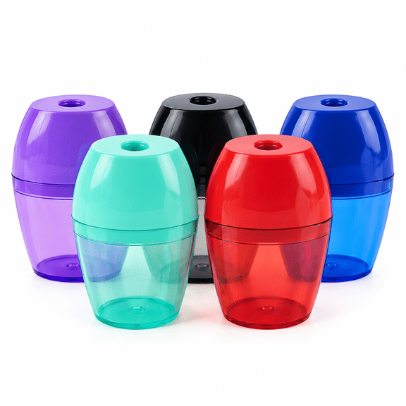BUDBLOOM Manual Pencil Sharpeners with Shavings Containers, Assorted Colors, 5 Count