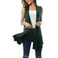 thumbnail image 2 of iOPQO Women's Fleece Jackets Women's Sleeveless Draped Open Front Cardigan Vest Asymmetric Hem Women Blouse Army Green L, 2 of 8
