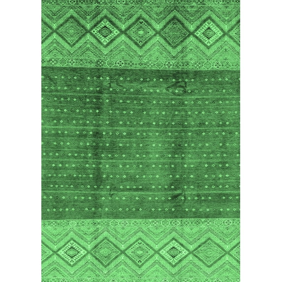 Ahgly Company Indoor Rectangle Abstract Emerald Green Modern Area Rugs, 7' x 9'