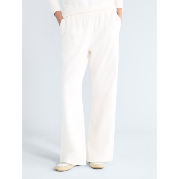 Free Assembly Women's and Women's Plus Wide Leg Sueded Terry Sweatpants, 30" Inseam, Sizes XS-4X