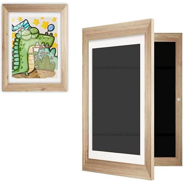 Marcos de arte para niños, marcos de arte fáciles de cambiar con apertura frontal, dibujos, ilustraciones, marcos de fotos para pared, sobremesa, alta calidad (madera burlywood),
