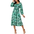 thumbnail image 2 of INSPIRE CHIC Women's Boho Dresses Square Neck Long Sleeve Floral Flowy Midi Casual Vacation Sundress, 2 of 4
