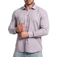 thumbnail image 3 of Zivyakyro Fall Mens Shirts Golf Button down Striped Big and Tall Casual Long Sleeve Shirt Collared Pink L, 3 of 8