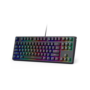 AUKEY TKL Clavier de jeu mécanique avec RGB et les interrupteurs rouges, 87-Key Clavier filaire avec anti-hébergement & Logiciel de jeu pour PC et Mac KM-G14