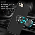 thumbnail image 2 of Shockproof Case for iPhone SE 3/SE 2020/7/8, [Embedded Finger Ring] Military Grade Phone Case Cover with Reinforced Metal Stand Kickstand [Support Magnetic Car Holder] for iPhone SE 3, Black, 2 of 14