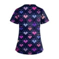 thumbnail image 3 of Valentine's Day Scrubs Tops for Women Short Sleeve V Neck Scrub Top Love Heart Printed Shirts Valentine's Day Nursing Uniform Shirts Tops with Pockets, 3 of 4