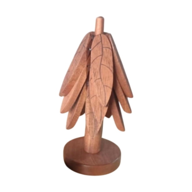 Posavasos de madera con forma de árbol, salvamanteles de madera para platos calientes con tetera para inauguración de la casa Juego de 3 piezas