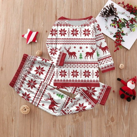 

Pants Christmas Kids Pajamas Clothes Children Blouse And Print Family Tops