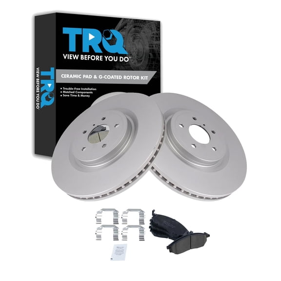 TRQ Front Brake Pad and Rotor Set Ceramic Coated Rotors Fits 2011-2013 Infiniti M37 2015-2019 Q70L Nissan 370Z