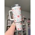 thumbnail image 3 of TUMBRO Strawberry 40oz Tumbler for Cottagecore Vibes: Coquette Quencher, Black - Clear lid, 3 of 8