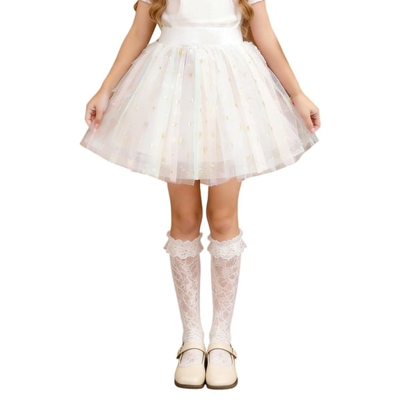 lnmuld Girls Dresses Sparkling Starry Night Gradient Skirt Party Dress for Toddler and Big Kids Elegant Outfit Color:White,Size:7-8 Years