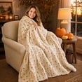 thumbnail image 4 of JuDWoC Minimalist White Ghost Throw Blanket Soft Flannel Fleece Blanket Cute Jacquard Ghost Pattern Lightweight Fleece Blanket for Sofa Bed Couch Decor 78.7*59.1in, 4 of 5