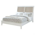 thumbnail image 7 of Heo Queen Size Bed, Sleigh Beige Upholstered Headboard, White Wood, 7 of 7