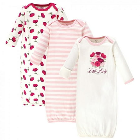 UPC: 0660168667752 | Touched by Nature Baby Girl Organic Cotton Long-Sleeve Gowns 3pk  Petals  0-6 Months