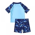 thumbnail image 2 of Kids Toddler Boys Beach Bathing Suit Short Sleeve Swimsuit Rash Guard UPF 50+ UV Swimwear Sets, 2 of 5