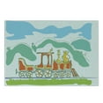 thumbnail image 2 of Steam Engine Cutting Board, Colorful Small Old Train Country Retro Art Vintage Cartoon Print, Decorative Tempered Glass Cutting and Serving Board, Small Size, Green Blue Orange, by Ambesonne, 2 of 5
