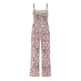 thumbnail image 6 of BZGTZT Womens Boho Overalls Casual Floral Print Sleeveless Jumpsuit High Waist Wide Leg Long Pants Romper with Pockets, 6 of 7