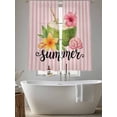 thumbnail image 5 of Summer Coconut Sheer Curtains 63 Inch Long 2 Panels, Shell Hibiscus Frangipani Pink Stripes Retro Light Filtering Rod Pocket Curtains, Sheer Voile Drapes for Living Room Bedroom, 52"x63", 5 of 8
