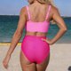 thumbnail image 4 of Trajes de baño Tankini Amzcrzy para mujer , moda, sin mangas, bikini sólido, traje de baño push-up, traje de baño acolchado, blusa, pantalones, cuello en V, nudo frontal, conjuntos de dos piezas, 4 of 8