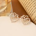 thumbnail image 5 of Pendientes de aro de perlas para mujer, pendientes de perlas, pendientes de círculo grande, joyería de moda, pendientes de corazón para mujer, pendientes de corazón, 5 of 5