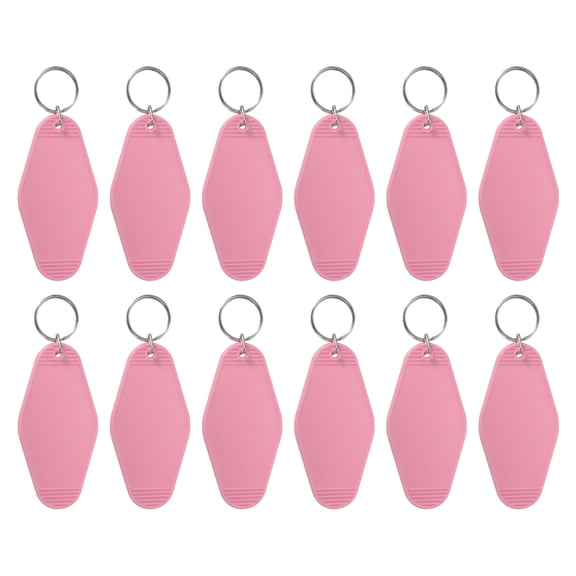 Uxcell Blank Hotel Keychain Tags, Motel Keychain, Vintage Key Tags for DIY Crafts Luggage 12 Pcs & Pink