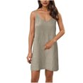 thumbnail image 1 of Dvprdro Robe Mini en Coton d'Été à Bretelles Spaghetti pour Femmes 2025 Décontractée Classique Solide Confortable Légère Col en V Robe de Plage Soleil, 1 of 5